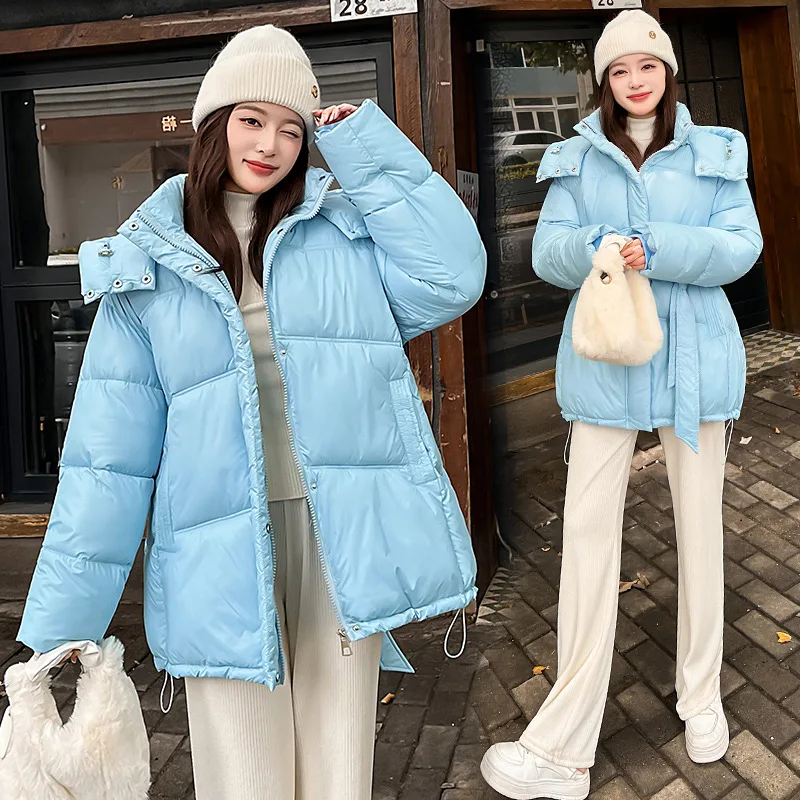 PinkyIsBlack 2025 New Glossy Hooded Parkas Fashion Winter Jacket Women Casual Thick Down Cotton Winter Coat Women Warm Outwear