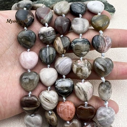 2Strands 16mm Heart Shape Natural Stone Woodstone Jaspers Space Loose Beads For DIY Jewelry Making MY231152