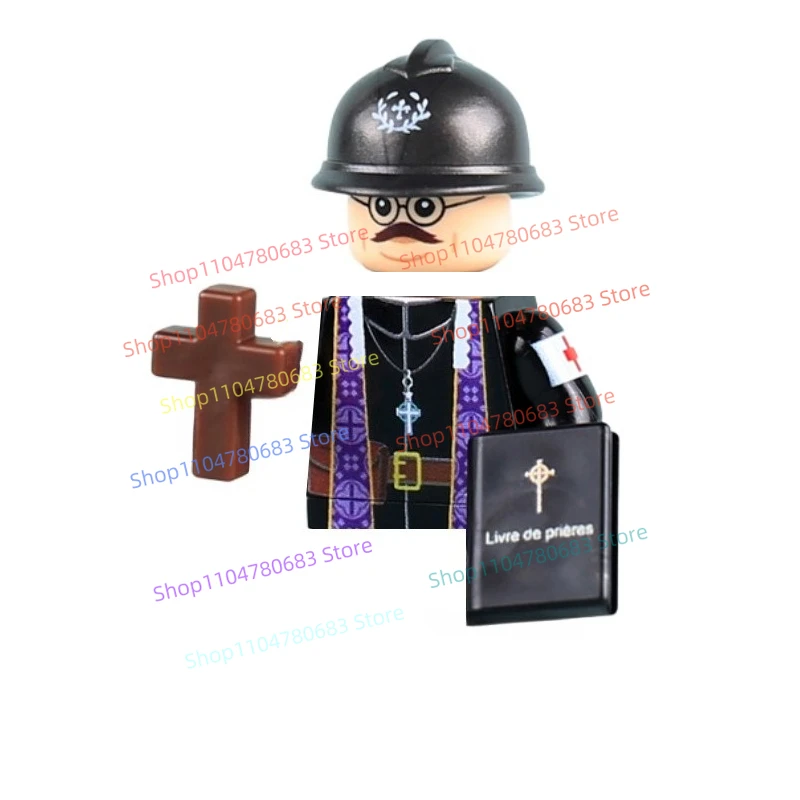 MOC New Military Building Block Doll Mini Doll World War II Priest Soldier Toy Gift Ornaments Collection