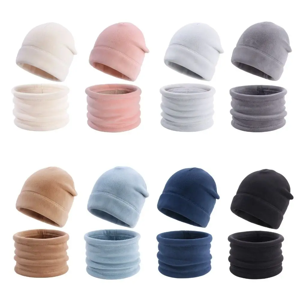 

Material Children Hat Scarf Set Cartoon Cotton Fabric Baby Girls Head Cover Solid Color Warm Design Kids Beanies Sets Baby Use