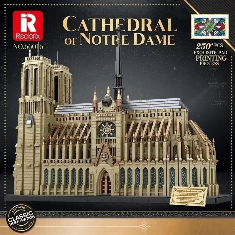 REOBRIX 66016 Architecture European Large Notre-Dame Paris Model World Modular Building Block Brick Children MOC Toys Gifts