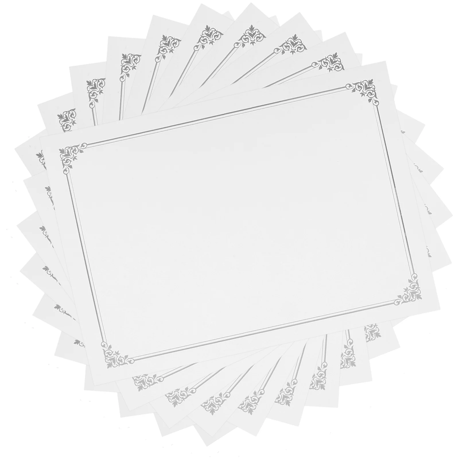 

10pcs Blank Silver Framed Certificate Core Papers Diploma Award Printing Honors Certificates Smooth Decorative Borders