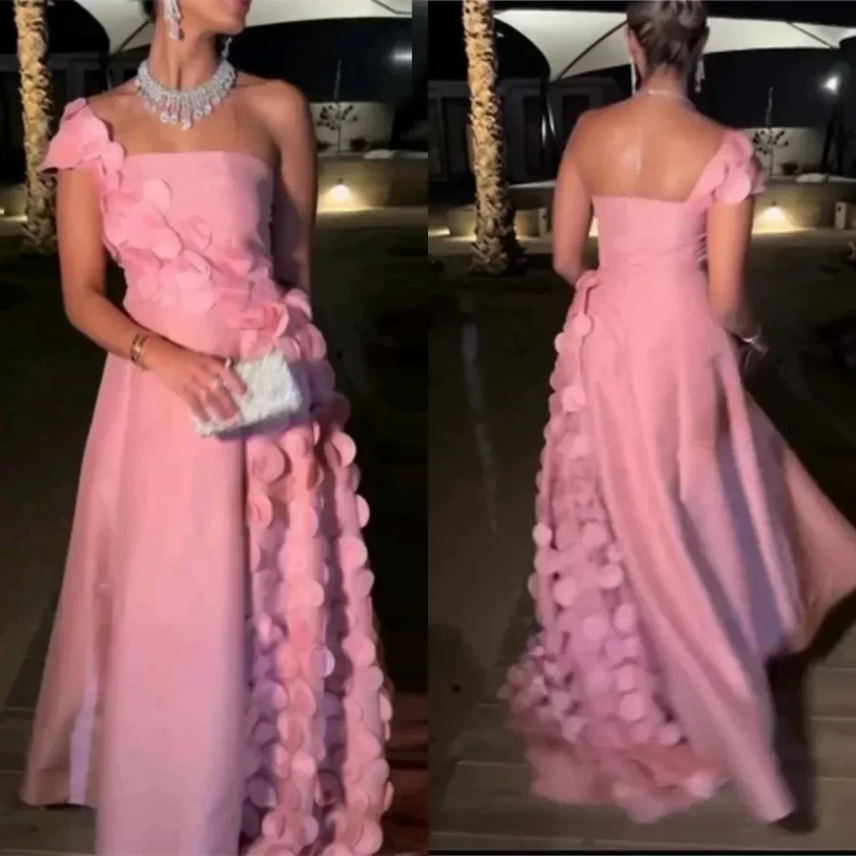 

Customized Gown Prom Dress Saudi Arabia One Shoulder A-line Floor Length Flower Draped Bespoke Occasion Dresses Formal Evening