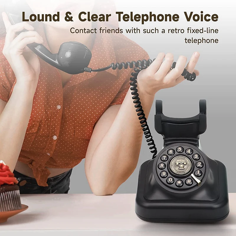 New Retro Landline Telephone,Old Fashioned Vintage Landline Phones With Classic Metal Bell Retro Telephone For Home Office