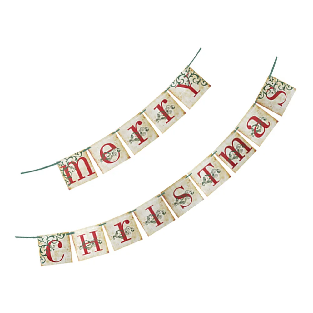

Christmas Banner High Quality Paper Decorative Bunting Party Xmas Garland Stairs Fireplace Door Kitchen Atmosphere