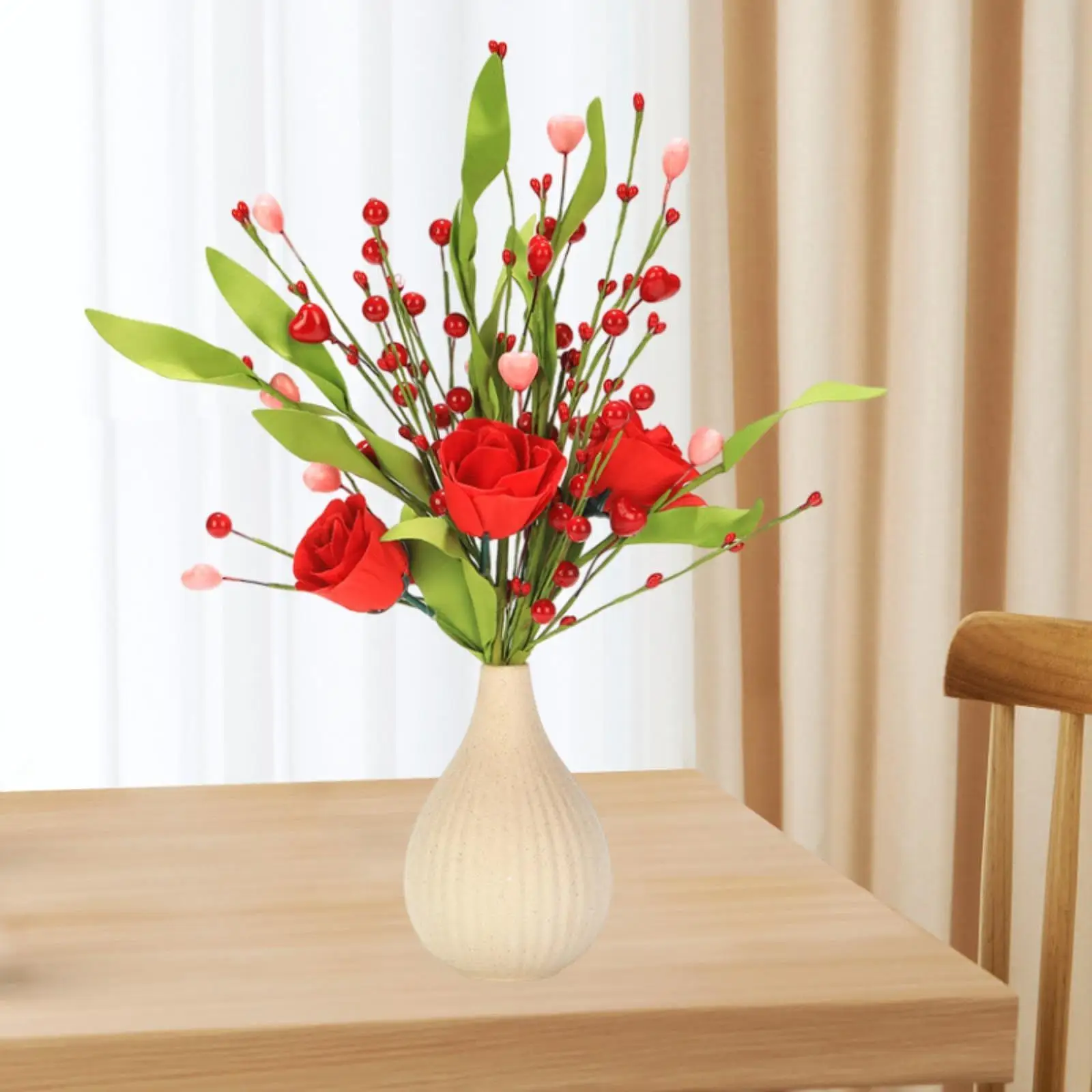 

3Pcs Artificial Flowers Valentines Day Decorations for Tabletop Holiday