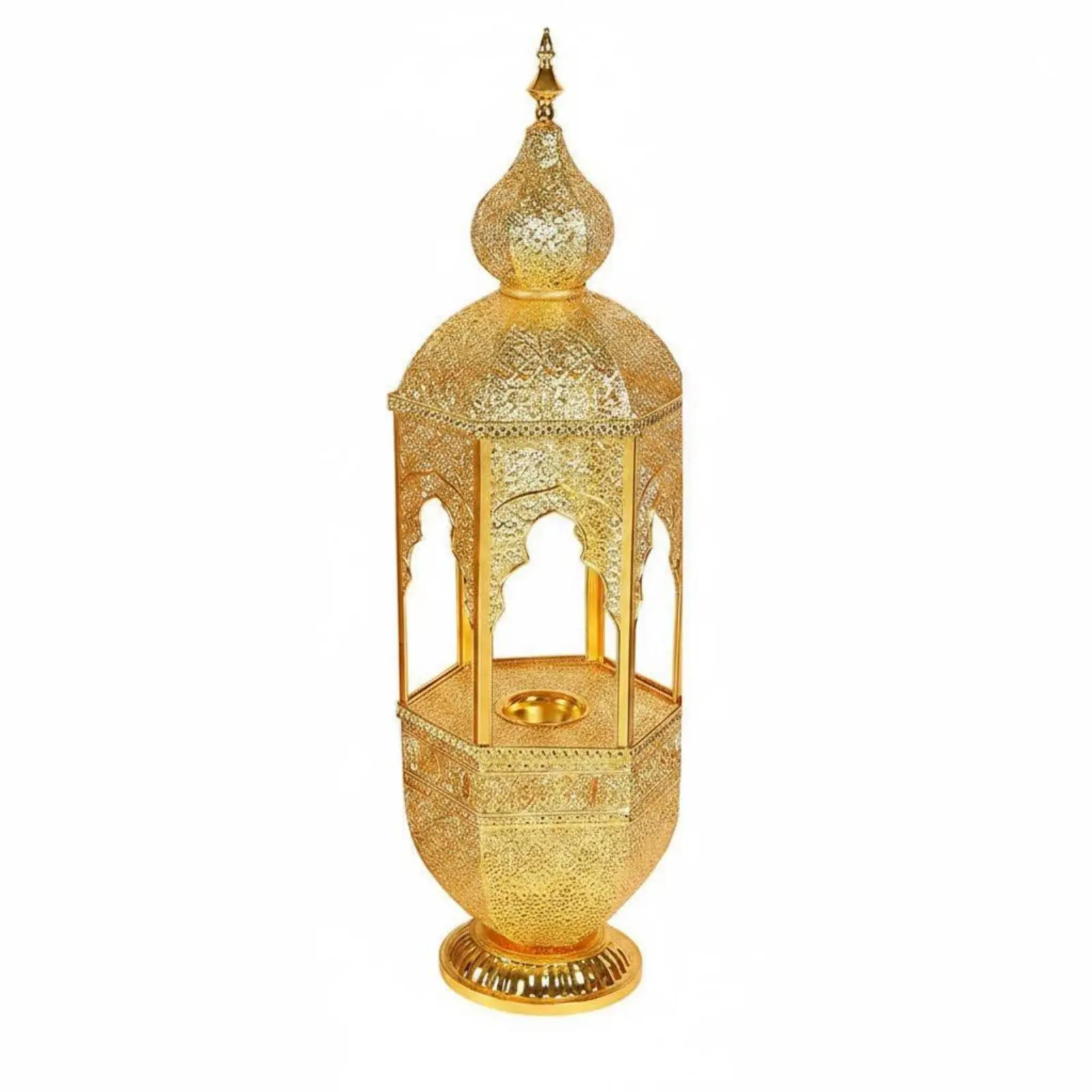 Gilded Iron Aroma Diffuser Incense Holder for Home Arabic Middle Eastern Decor Lantern Scent Vessel Burner for Side Table