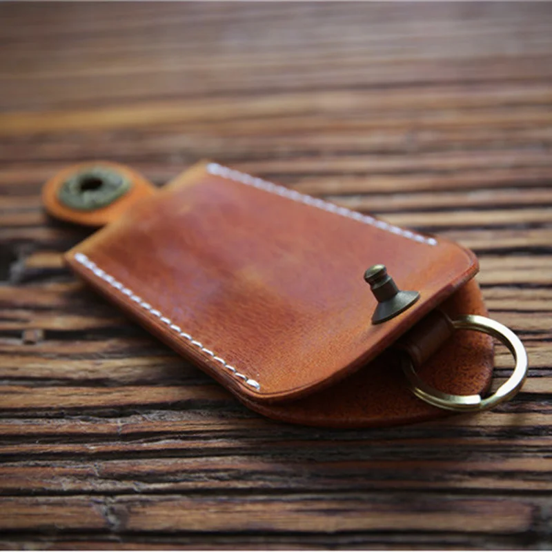 Genuine Leather Key Wallet Men Male Cowhide Vintage Handmade Wallets Bag Case Holder Pouch ring Organizer Housekeeper Man