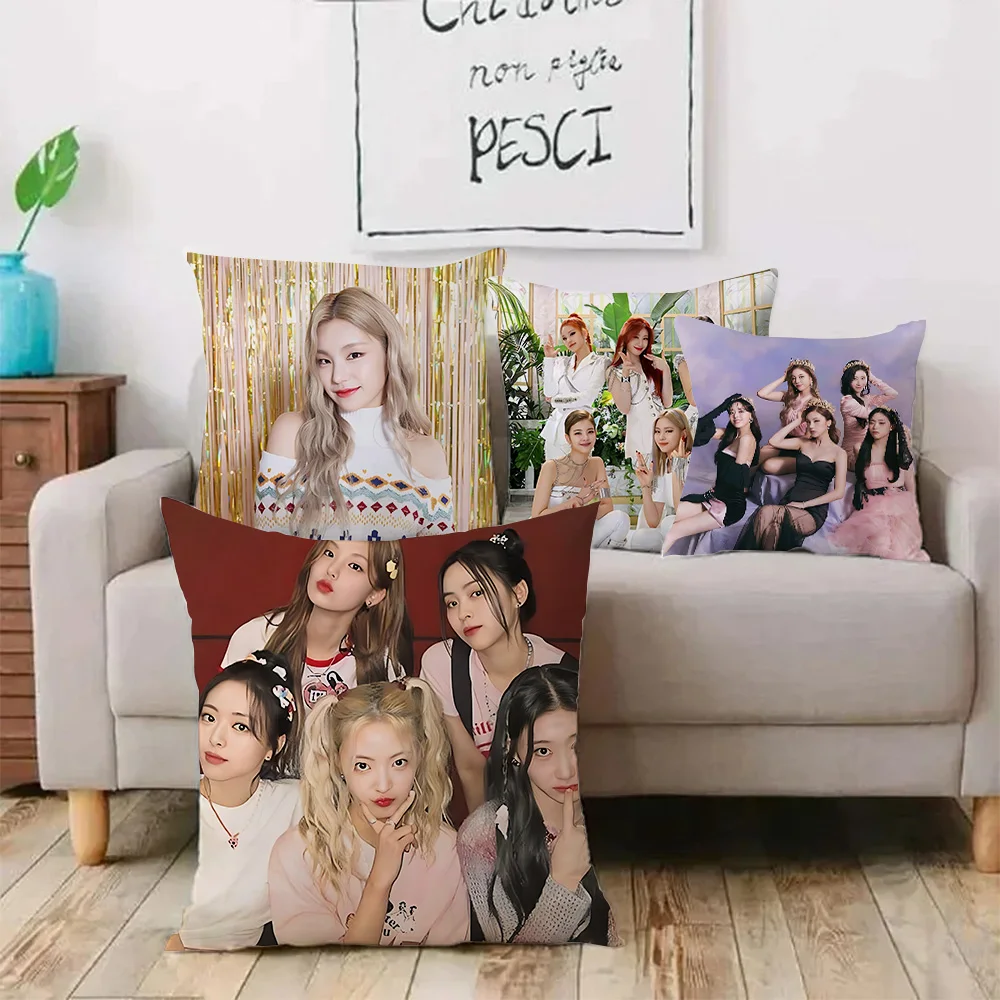 Pillow Covers Cartoon M-Modern ITZYs KPOP Sofa Decorative Home Double-sided Printing Short Plush Cute Cushion Cover