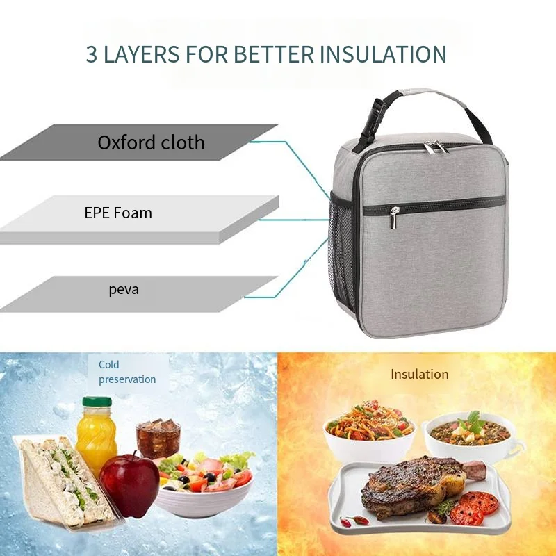صندوق غداء معزول بسعة كبيرة محمول، حقيبة غداء قابلة لإعادة الاستخدام للرجال والنساء، حقيبة تبريد معزولة من قماش أكسفورد المقاوم للماء