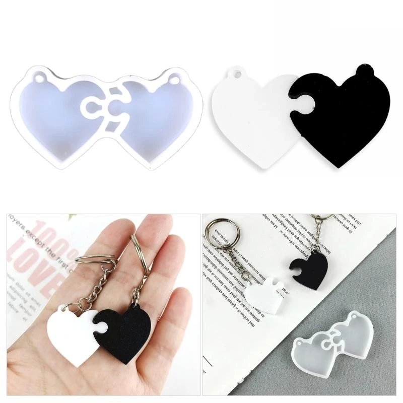 

91AC Keychain Silicone Resin Mold,Heart Resin Mold DIY Car Pendant Keychain Molds