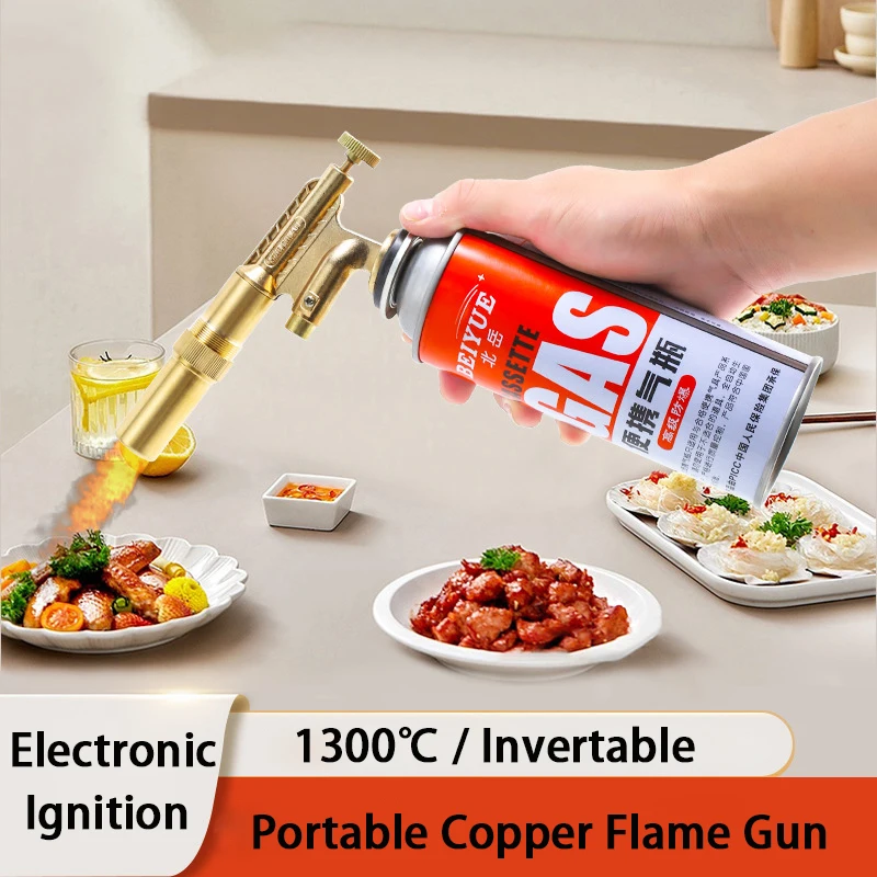 

Portable Copper Flame Gun Welding Gas Torch Butane Gas Burner Outdoor Camping BBQ Flamethrower Welding Equipment Kitchen Lighter