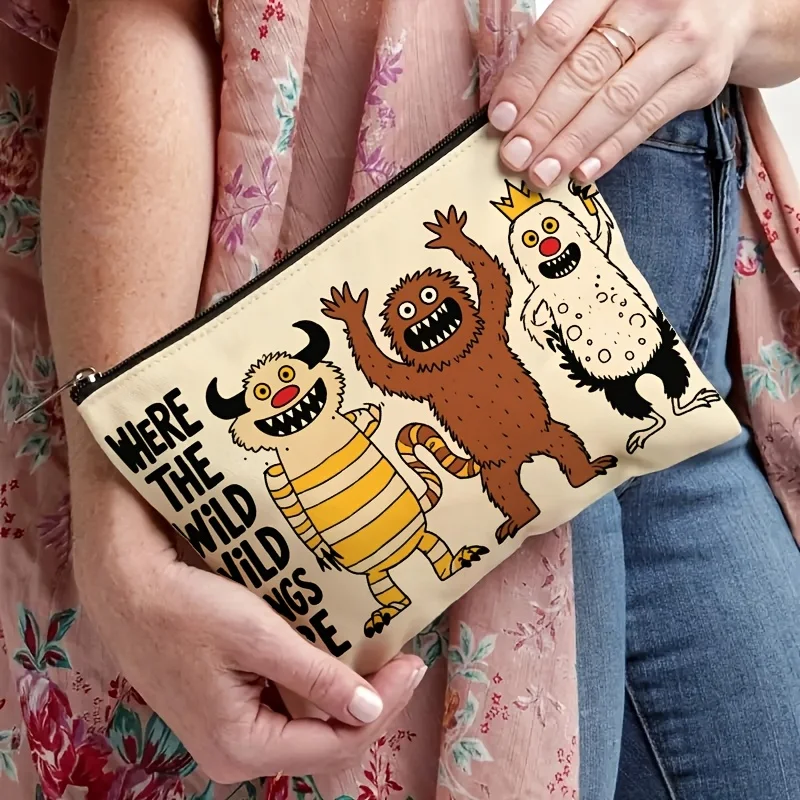 1pc Toiletry Bag Design Inspired by 'where the Wild Things Are' with Cartoon Monsters Makeup Bag for Women Travel Gifts
