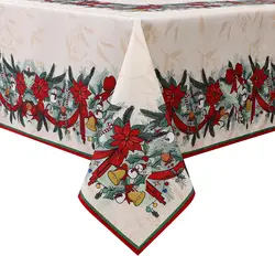 Christmas Snowman Bells Rectangle Tablecloth Winter Xmas Party Decor Reusable Waterproof Table Cloths Christmas Decorations 2025