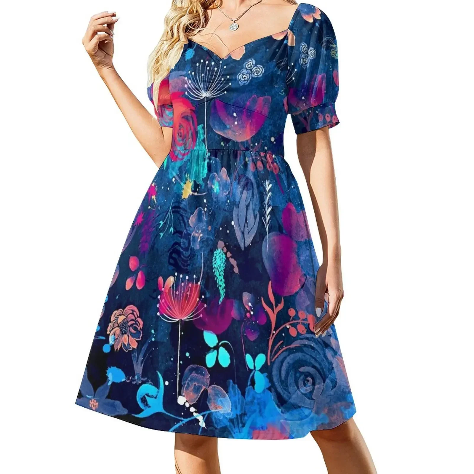 

Blue Love Short-Sleeved Dress Woman clothes Dance dresses Dress