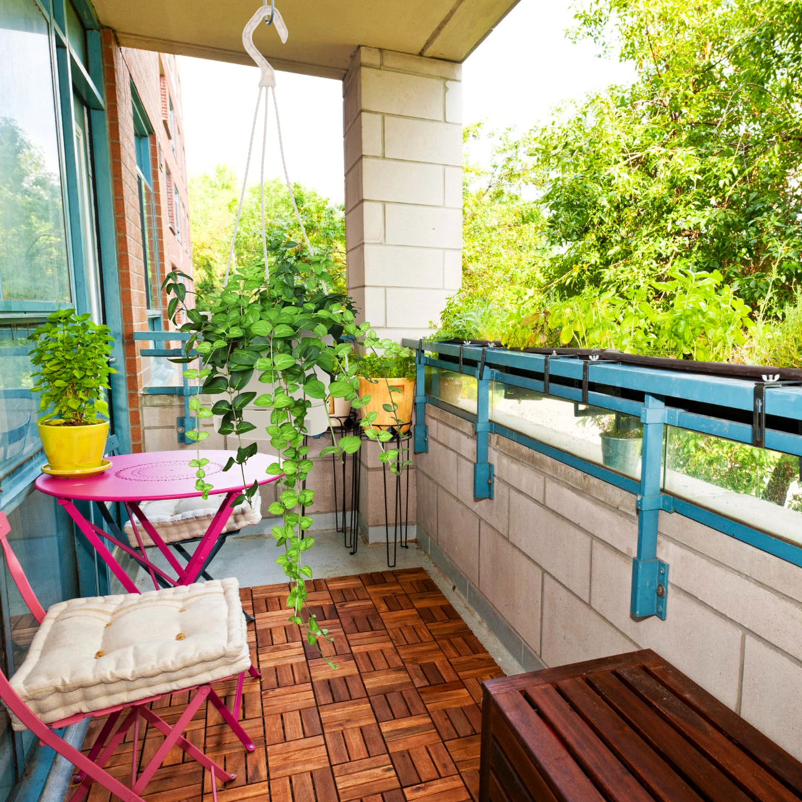 

5pcs 5 White Plastic Hanging Hooks for Flower Pots Durable Load Bearing Plant Hangers Garden Accessories Balcony Home Office Use