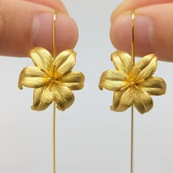 Gorgeous leaf/flower design long drop earrings for women spread with sparkling cubic zirconia fashion wedding party jewelry