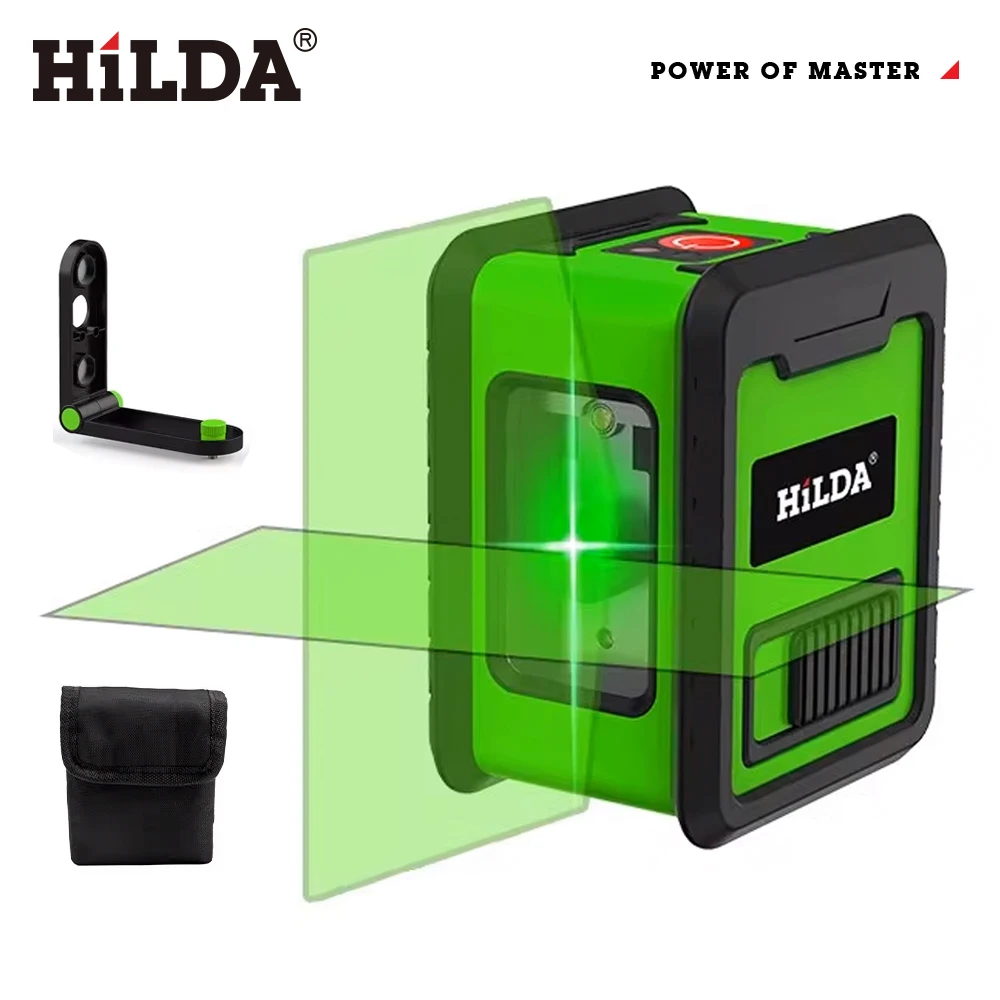 HILDA Laser Level Meter 2-Lines Cross Green Level Laser Horizontal & Vertical Nivel Laser Self-Leveling лазерный уровень