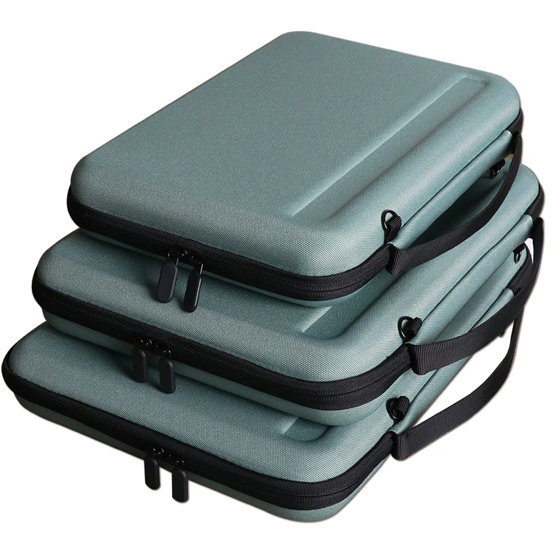 EVA Protective Laptop Sleeve in Green, Anti-Shock Hard Shell Travel Case for 12-14 Inch with Shoulder Strap and Pockets