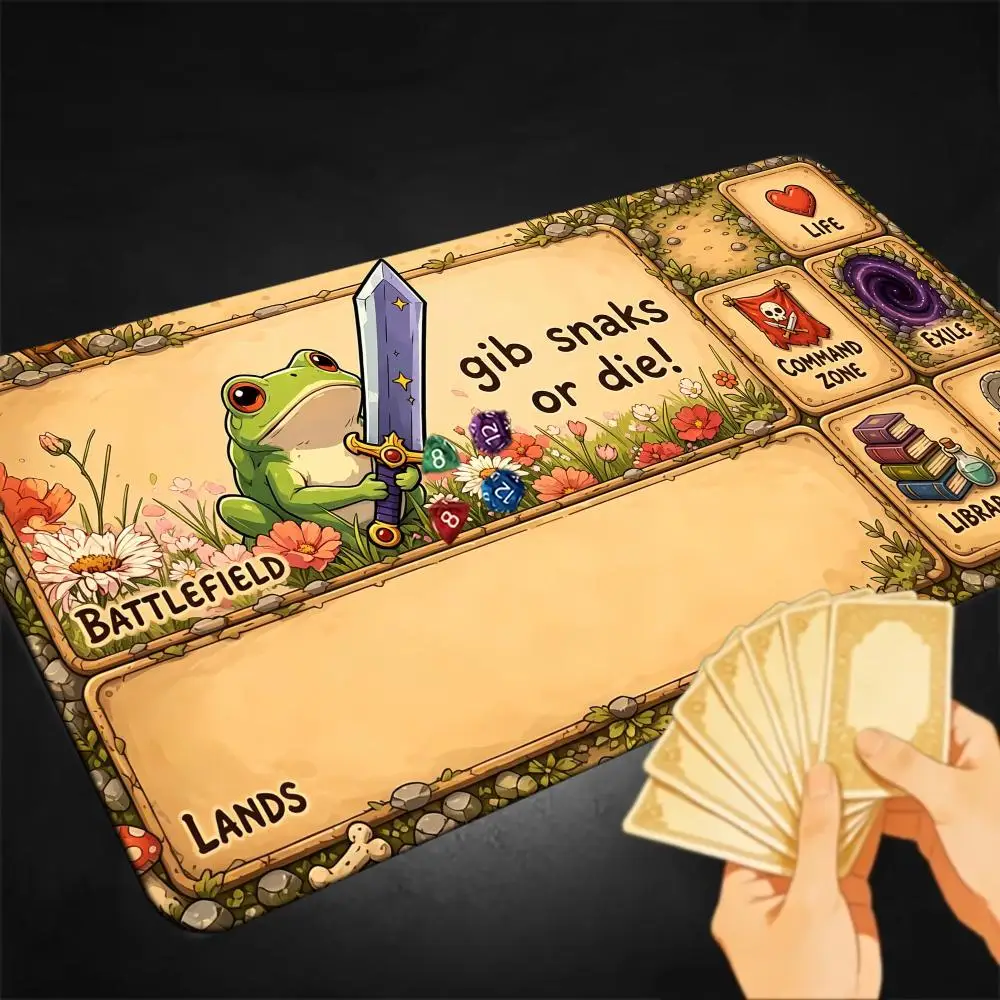 Vintage Frog Warrior TCG Card Play mat 14*24in Magic Mouse Pad Gaming Battle Playmat Office Desk Mats Card Battles Commander Rug