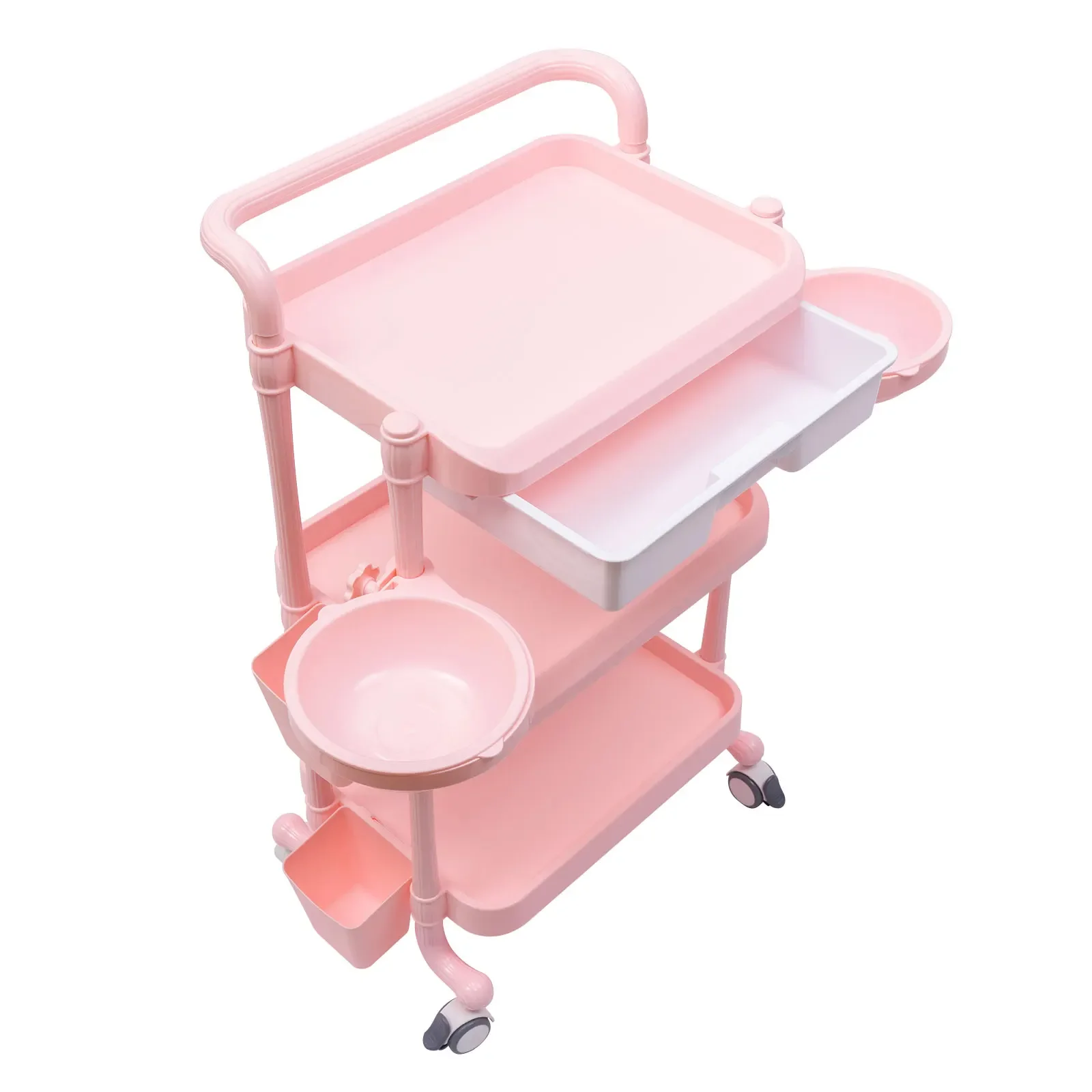 3 Tier Beauty Salon Trolley Cart Utility With Dirt Buckets Drawers Universal Wheels Beauty Hairdressing Trolley Storage