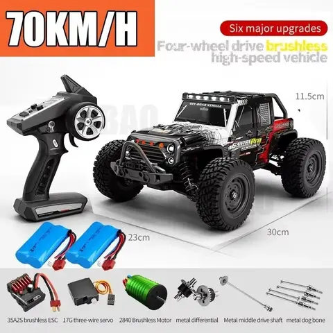 Rc 자동차 1/16 16103Pro 50km/h 또는 75km/h LED 브러시리스 모터 4WD 오프로드 4x4 고속 드리프트 몬스터 트럭 어린이 장난감 선물