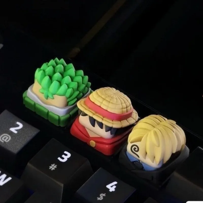 قطعة واحدة من الرسوم المتحركة اللطيفة ثلاثية الأبعاد رائعة لوفي زورو سانجي غطاء مفاتيح ميكانيكي إبداعي هدية تزيين لوحة المفاتيح كاواي