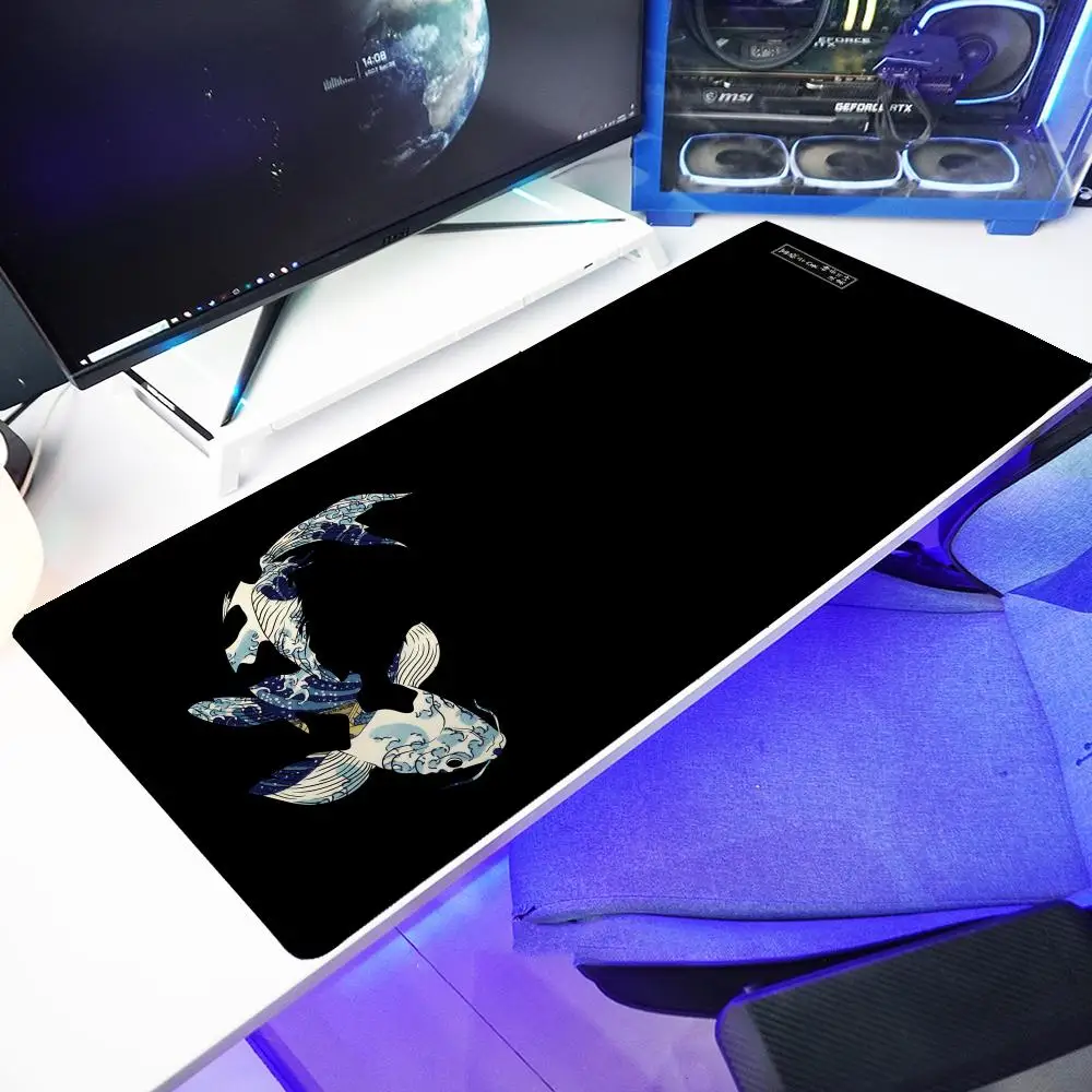 

Blue koi fish-patterned mouse pad, anti-slip rubber, suitable for gamers and families, washable Mouse Pad