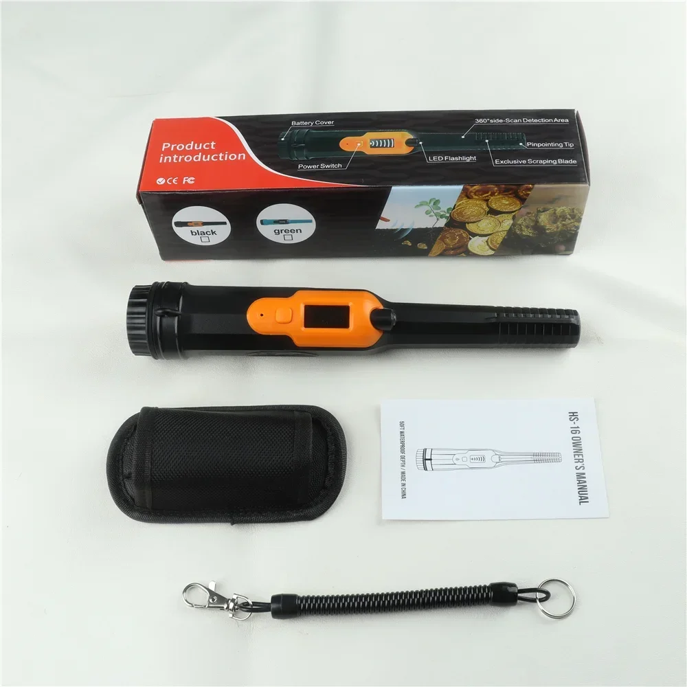 LCD Display Fully Waterproof Pinpoint Metal Detector 360° Search Pinpointing Finder Probe Treasure Hunting Contain 9V batteries