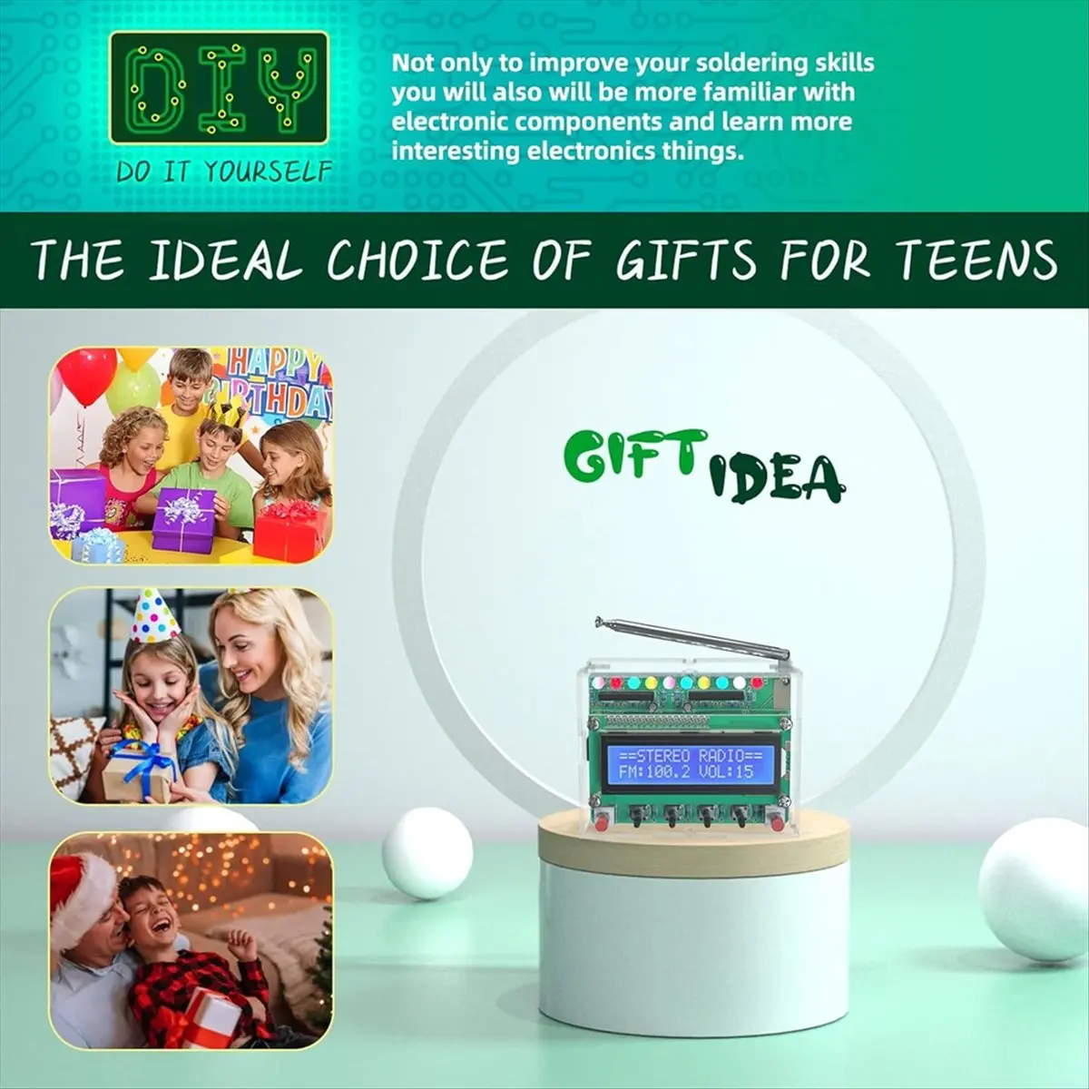 DT38 FM Radio Kit,DIY Soldering Projects Radio for Learning Teaching STEM Education Ideal Gift for Family and Friends