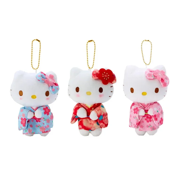 

12cm Sanrio Japanese Cute Sakura Kimono Series Kuromi Hello Kitty Plushy Dolls Stuffed Plush Toy Cartoon Pendant Doll For Gift