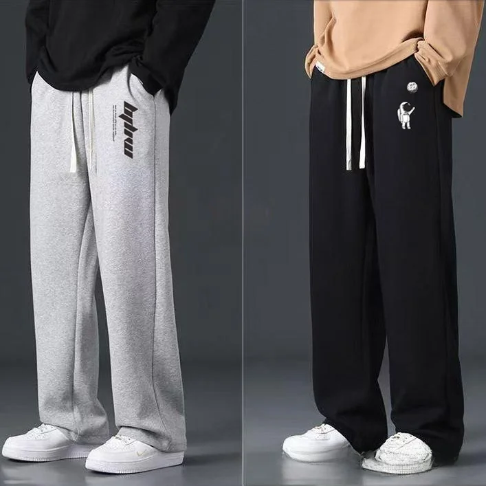 

Весенне-осенние мужские брюки большого размера с принтом, прямые, свободные, модные, спортивные, тонкие, повседневные, для ежедневных поездок на работу