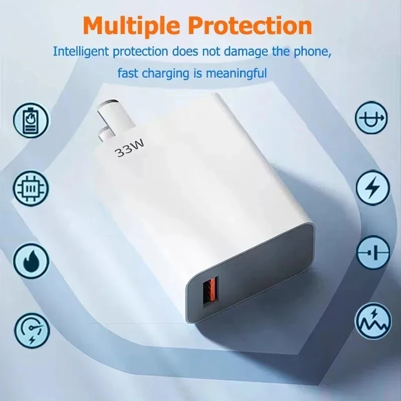 33W USB Charger Quick Charge 3.0 Fast Charging Mobile Power Adapter For Xiaomi Huawei Samsung Phone Charger with 6A Cable Charge