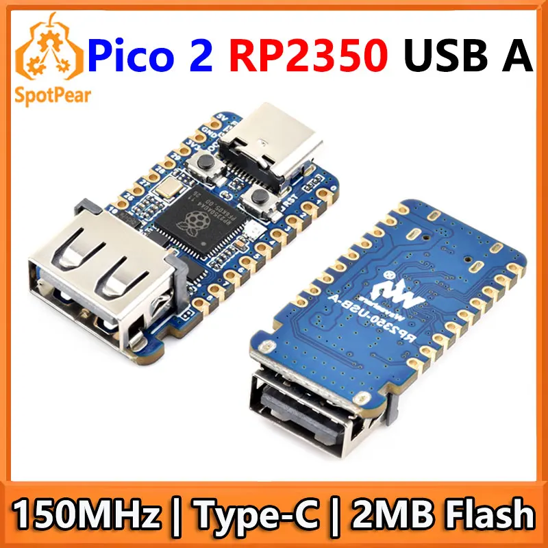 Waveshare Raspberry Pi Pico 2 RP2350 USB A Mini Development Board RP2350A Częstotliwość pracy 150 MHz — zdjęcie produktu 6