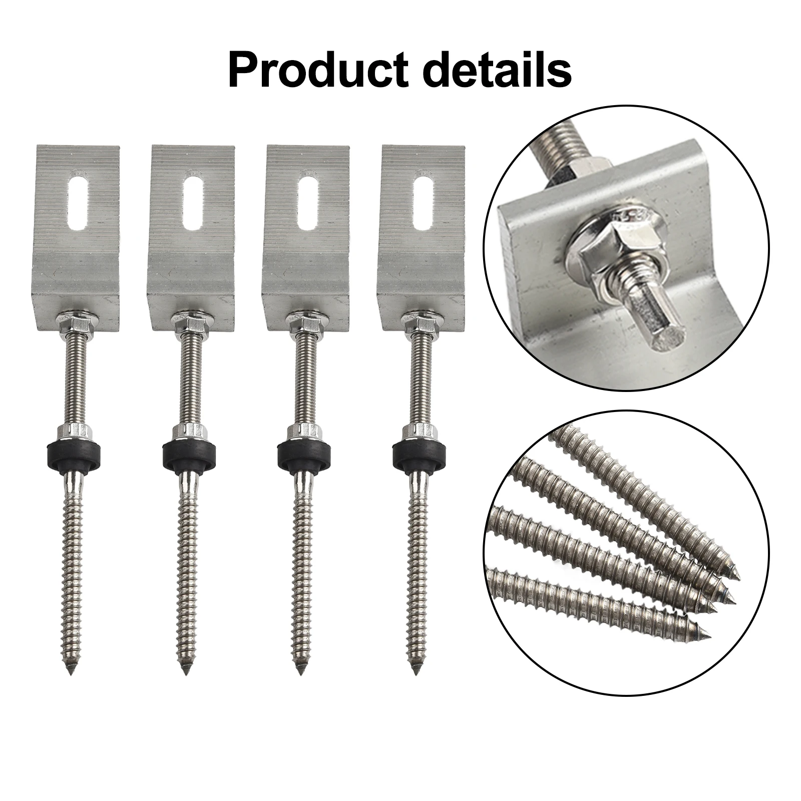 

Brackets Pole Screws +stainless Steel 200/250mm 4 Sets Aluminium Alloy M10 PV Roof Fixture Sheet Metal Brand New