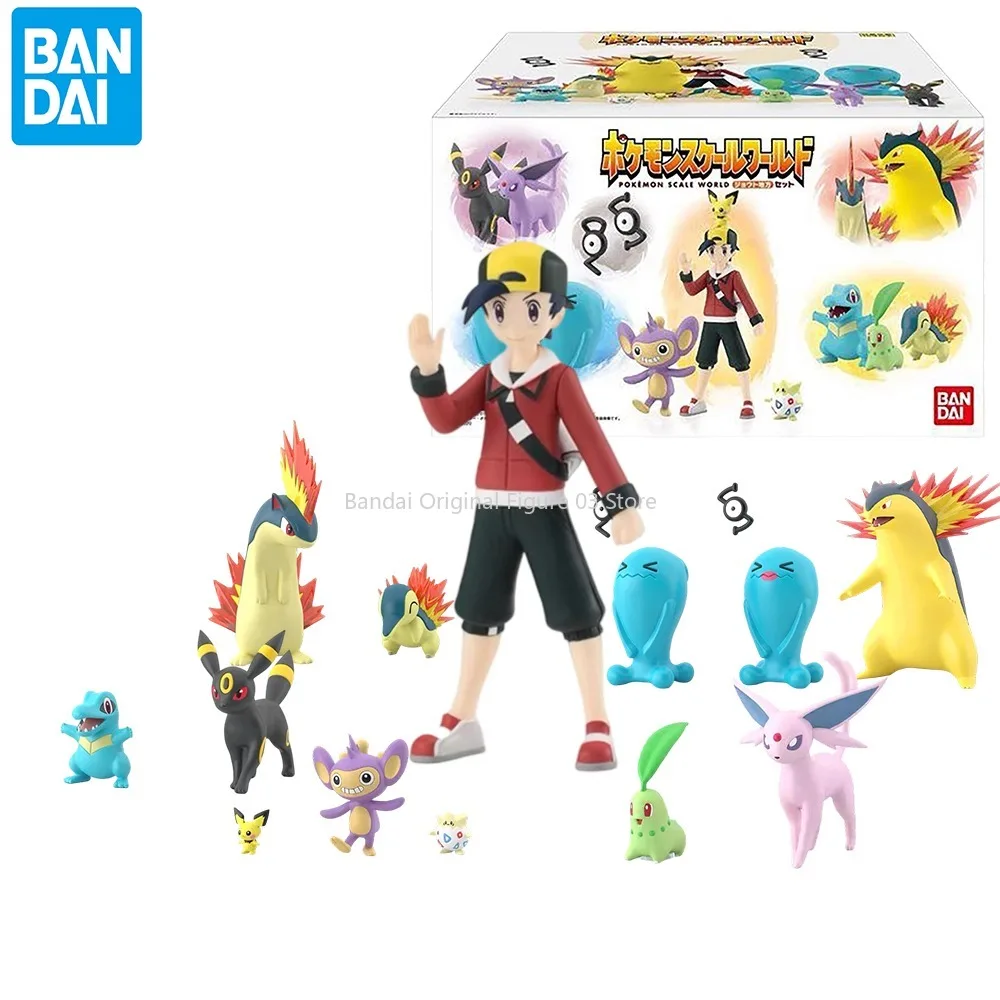 

Bandai Original Scale World POKEMON Johto Region Gold Typhlosion Wobbuffet Totodile Togepi Pichu Anime Figure Toys for Kids Gift