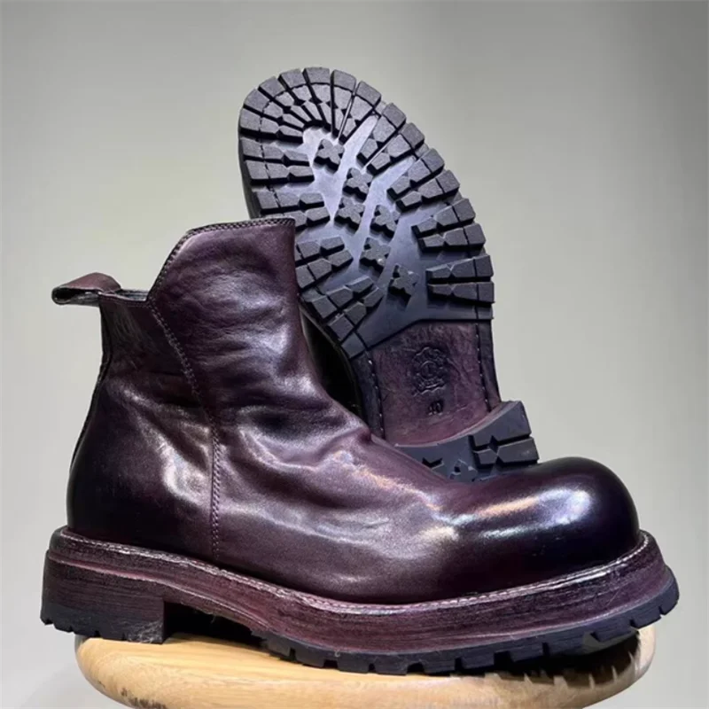 

Man Luxury Ankle Boots Handmade Fashion Men High Boot Waterproof Man Black Boot