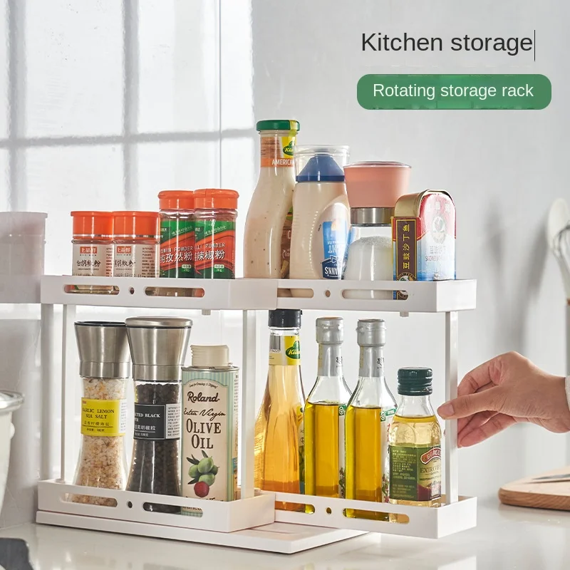 Multifunctional rotating pull-out shelves rotating organizer kitchen gods desktop spice rack kitchen storage