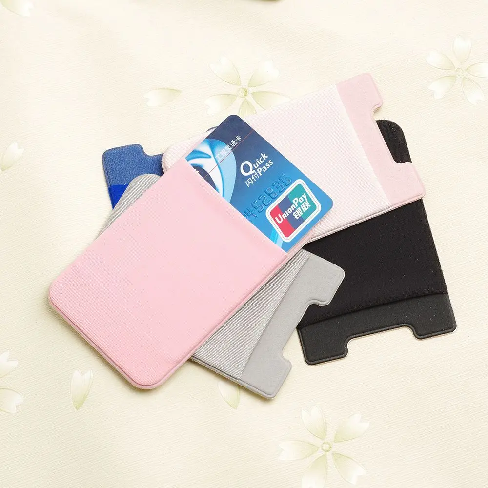 Accessory Fashion Wallet Case Adhesive Sticker Elastic Phone Card Holder Cellphone Pocket