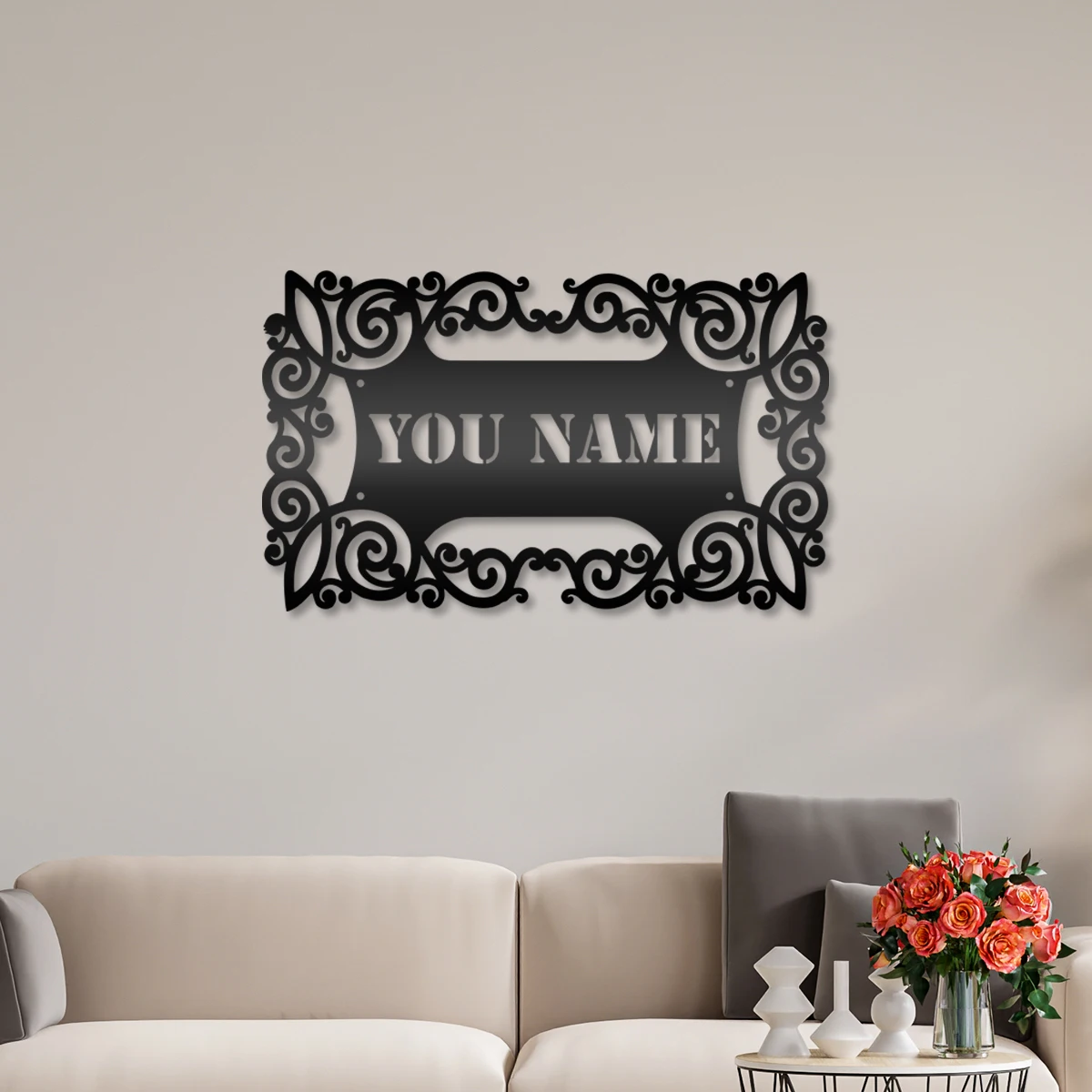 

1pc nice wreath Customized Name Metal Wall Signs Tin Wall Plaque Decor Living Room Bedroom Removable