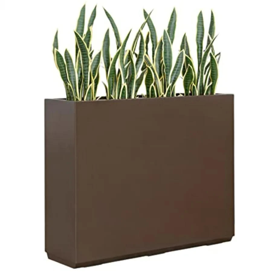 

Outdoor metallic heavy planter for plants, espresso-colored steel divider box, 38Lx10Wx30H inches, no assembly required