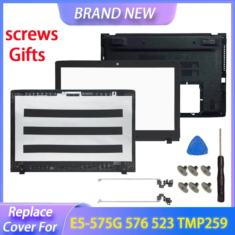 Cubierta de repuesto para Aspire E5-575 E5-575G E5-576G E5-523 E5-553 E5-575T E5-575TG LCD contraportada bisel frontal bisagras funda inferior