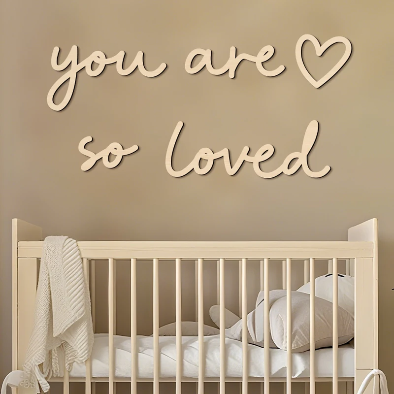 Charming 'you are so loved' Wooden Wall Decor Reusable Wall Sticker you are so loved Wood Phrase For Home Room Wall Decoration