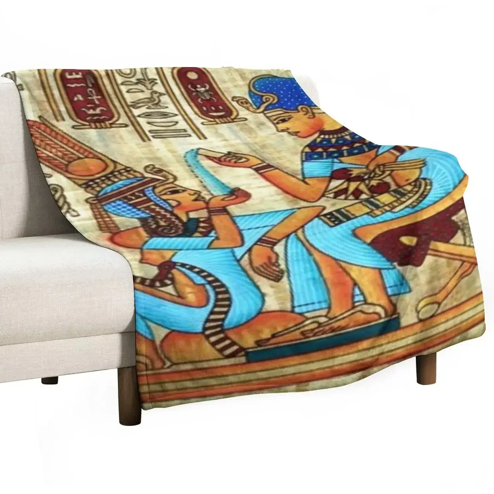 

King Tut Perfuming His Wife Throw Blanket Soft Plaid Bed covers manga warm winter Blankets