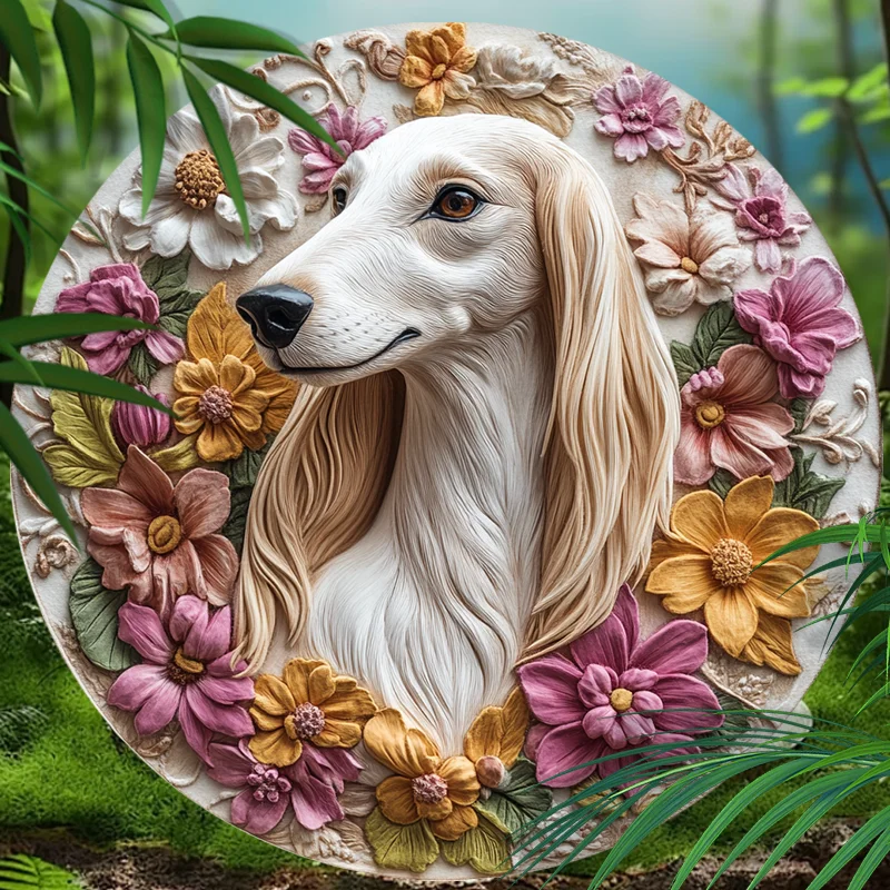 Aanpasbare Saluki Hond Gedenkteken Aluminium Huisdier Ornament Gepersonaliseerde Souvenir Grafsteen Ideaal Cadeau Voor Kerst En Halloween