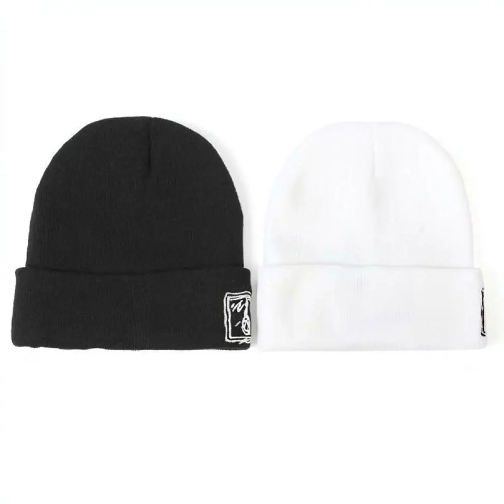 Winter Warm Unisex Beanie Hat Funny Expression Embroidery Cap Fashion Casual Street Style Soft Acrylic Knitted Hat
