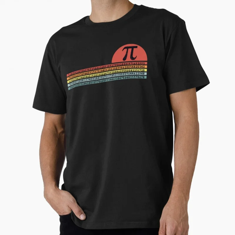 

Retro Sunset Pi π Symbol 3.14 funny math science Gift t shirt for man Large size Tops S-6XL 100% cotton print Clothes