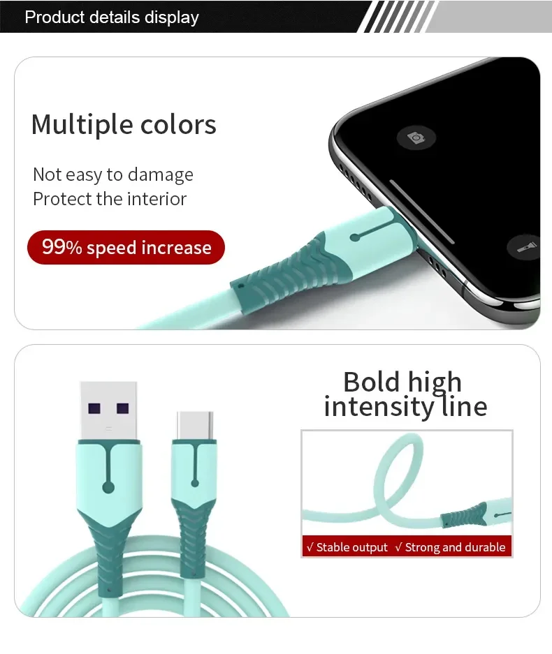 Kiki Shoot 2.1A Fast Charger Type C Cable USB C Cable For Xiaomi Huawei Oneplus Poco Samsung Iphone 15 USB-C charger Data Cable