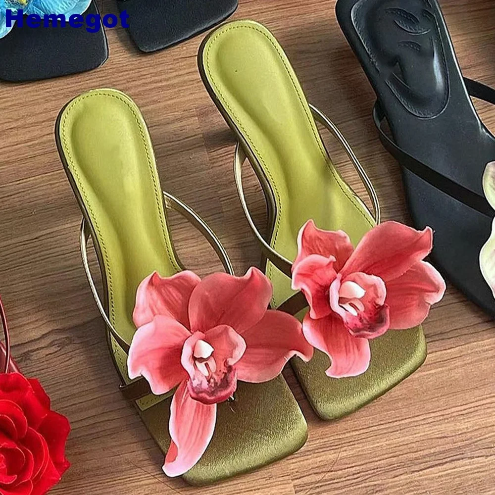 

Beautiful Flower Summer Flip Flops 2024 Summer New Outdoor Casual Sweet Slides Slip On Fashion Women Beach High Heel Slippers