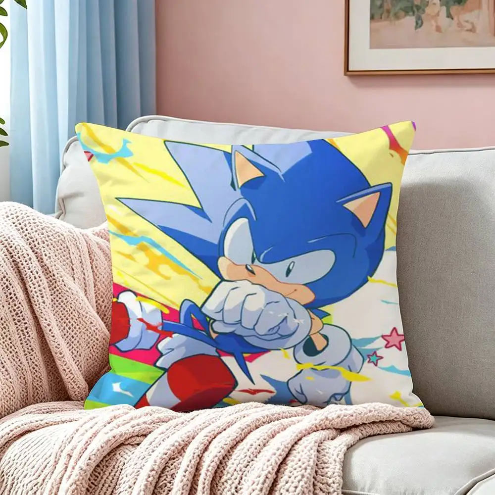 PC Classic Anime S-Sonic Characters  Pillow Case Square Double-Sided Sofa Cushion Cover Bedroom Bedside Pillow - view 4